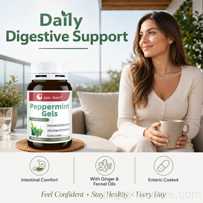 Shecome Menta piperita Gel Capsule Supporto digestivo per adulti
